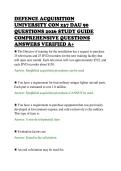 DEFENCE ACQUISITION&NewLine;UNIVERSITY CON 237 DAU 90&NewLine;QUESTIONS 2026 STUDY GUIDE&NewLine;COMPREHENSIVE QUESTIONS&NewLine;ANSWERS VERIFIED A&plus;&NewLine;