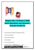 BIO 116 AEXAM COMPLETE PACKAGE DEAL