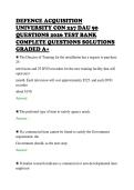 DEFENCE ACQUISITION&NewLine;UNIVERSITY CON 237 DAU 90&NewLine;QUESTIONS 2026 TEST BANK&NewLine;COMPLETE QUESTIONS SOLUTIONS&NewLine;GRADED A&plus;