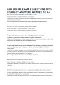 ASU BIO 340 EXAM 3 QUESTIONS WITH CORRECT ANSWERS GRADED TO A&plus;