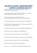 ASU BIO 181 EXAM 1 QUESTIONS WITH CORRECT ANSWERS 2026-2027&period;