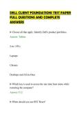 DELL&lowbar;CLIENT&lowbar;FOUNDATIONS&lowbar;TEST&lowbar;PAPER&lowbar;FULL&lowbar;QUESTIONS&lowbar;AND&lowbar;COMPLETE&lowbar;ANSWERS