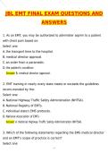 JB LEARNING EMT FINAL EXAM Newest 2026 Actual Questions and Correct Answers &lpar;Latest 2026 &sol; 2027 Update&rpar; Graded A&plus; 100&percnt; Guarantee Verified by Experts&period;