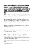 DELL TECH DIRECT FOUNDATIONS&NewLine;EXAM PRACTICE SOLUTION PACK&NewLine;2026 COMPLETE TESTED QUESTIONS&NewLine;AND CORRECT ANSWERS GRADED&NewLine;A&plus;