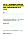 DELTA FA TRAINING MIDTERM REVIEW&NewLine;EXAMPREP COMPREHENSIVE QUESTIONS&NewLine;AND CORRECT ANSWERS ALREADY&NewLine;PASSED
