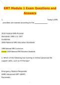 EMT Module 1 Exam Newest 2026 Actual Questions and Correct Answers &lpar;Latest 2026 &sol; 2027 Update&rpar; Graded A&plus; 100&percnt; Guarantee Verified by Experts