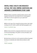 DENTAL PUBLIC HEALTH AND RESEARCH&NewLine;ACTUAL TEST 2026 VERIFIED QUESTIONS AND&NewLine;ANSWERS COMPREHENSIVE STUDY GUIDE&NewLine;
