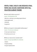 DENTAL PUBLIC HEALTH AND RESEARCH FINAL&NewLine;PAPER 2026 SOLVED QUESTIONS WITH FULL&NewLine;SOLUTION ALREADY PASSED