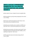 DENTAL ASSISTANT COMPREHENSIVE&NewLine;EXAMINATION TEST 2026 PRACTICE&NewLine;SOLUTION QUESTIONS AND ANSWERS&NewLine;GRADED A&plus;