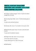 DENTAL ASSISTANT EXAM PREP&NewLine;QUESTIONS AND ANSWERS 2026 STUDY&NewLine;GUIDE VERIFIED SOLUTIONS&NewLine;