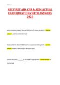 NSC FIRST AID&comma; CPR & AED &vert;ACTUAL&NewLine;EXAM QUESTIONS WITH ANSWERS&NewLine;202