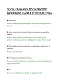 DENTAL EXAM ADEX CDCA PRACTICE&NewLine;ASSESSMENT Q AND A STUDY SHEET 2026&NewLine;