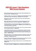 HCR 220 Lesson 1 Quiz Questions With Correct Answers