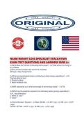 NASM WEIGHT LOSS SPECIALIST EVALUATION EXAM TEST QUESTIONS AND ANSWERS SURE