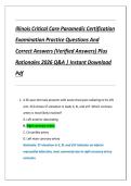 Illinois Critical Care Paramedic Certification Examination&colon; Practice Questions and Correct Answers