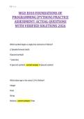 WGU E010 FOUNDATIONS OF&NewLine;PROGRAMMING &lpar;PYTHON&rpar; PRACTICE&NewLine;ASSESSMENT&vert; ACTUAL QUESTIONS&NewLine;WITH VERIFIED SOLUTIONS 2026&NewLine;