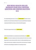 NEW MEXICO HEALTH AND LIFE&NewLine;INSURANCE EXAM 2026&vert; CERTIFIED&NewLine;QUESTIONS AND VERIFIED SOLUTIONS&NewLine;&lpar;A&plus;&rpar;&NewLine;