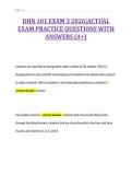 DHN 101 EXAM 3 2026&vert;ACTUAL&NewLine;EXAM PRACTICE QUESTIONS WITH&NewLine;ANSWERS &lpar;A&plus;&rpar;
