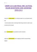 CHEM 123 LAB FINAL UBC &vert;ACTUAL&NewLine;EXAM QUESTIONS AND ANSWERS&NewLine;2026 &lpar;A&plus;&rpar;