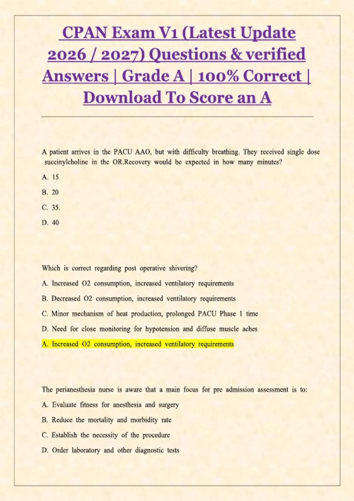 CPAN Exam V1 (Latest 2026/2027 Update) – Comprehensive Practice ...