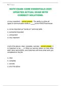 NATE Exam&colon; Core Essentials Test Bank 2025-2026 &ndash; Questions and Verified Correct Answers &vert; Graded A