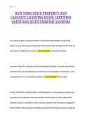 NEW YORK STATE PROPERTY AND&NewLine;CASUALTY LICENSING EXAM&vert; CERTIFIED&NewLine;QUESTIONS WITH VERIFIED ANSWERS&NewLine;
