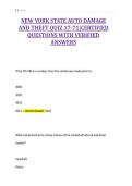NEW YORK STATE AUTO DAMAGE&NewLine;AND THEFT QUIZ 17-71&vert;CERTIFIED&NewLine;QUESTIONS WITH VERIFIED&NewLine;ANSWERS&NewLine;