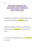 MLS ASCP EXAM RECALL&NewLine;QUESTIONS WITH PERFECT&NewLine;SOLUTIONS 2026