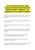 FCTC WRITTEN EXAM STUDY GUIDE &NewLine;2026&sol;2027 COMPLETE QUESTIONS WITH &NewLine;VERIFIED CORRECT ANSWERS &vert;&vert; 100&percnt; &NewLine;GUARANTEED PASS <NEWEST VERSION> 