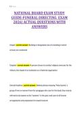 NATIONAL BOARD EXAM STUDY&NewLine;GUIDE-FUNERAL DIRECTING EXAM&NewLine;2026&vert; ACTUAL QUESTIONS WITH&NewLine;ANSWERS
