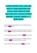 ILLINOIS ROOFING FINAL EXAM AND PRACTICE EXAM QUESTIONS 2026 ACTUAL EXAM COMPLETE EXAM QUESTIONS WITH DETAILED VERIFIED ANSWERS &sol;ALREADY GRADED A&plus; &sol;&sol; BRAND NEW&excl;&excl;