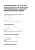 BUSINESS ENVIRONMENT AND CONCEPTS &lpar;BEC&rpar; &NewLine;EXAMINATION QUESTIONS AND CORRECT ANSWER &NewLine;WITH EXPLANATION&vert;GRADED A&plus; STUDY GUIDE