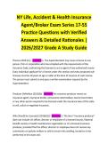 NY Life&comma; Accident & Health Insurance Agent&sol;Broker Exam Series 17-55 &NewLine;Practice Questions with Verified Answers & Detailed Rationales &vert; 2026&sol;2027 Grade A Study Guide 