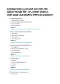 BUSINESS ETHICS EXAMINATION QUESTIONS AND &NewLine;CORRECT ANSWER WITH EXPLANATION GRADED A&plus; &NewLine;STUDY GUIDE