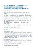 FLORIDA DENTAL LAW AND RULES PRACTICE STUDY EXAM 2026 QUESTIONS AND CORRECT ANSWERS