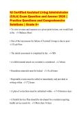 NJ Certified Assisted Living Administrator&NewLine;&lpar;CALA&rpar; Exam Question and Answer 2026 &vert;&NewLine;Practice Questions and Comprehensive&NewLine;Solutions &vert; Grade A&plus;