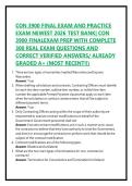 CON 3900 FINAL EXAM AND PRACTICE EXAM NEWEST 2026 TEST BANK&vert; CON 3900 FINALEXAM PREP WITH COMPLETE 300 REAL EXAM QUESTIONS AND CORRECT VERIFIED ANSWERS&sol; ALREADY GRADED A&plus; &lpar;MOST RECENT&excl;&excl;&rpar;