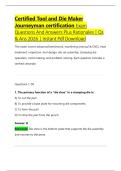 Certified Tool and Die Maker &NewLine;Journeyman certification Exam &NewLine;Questions And Answers Plus Rationales &vert; Qs &NewLine;& Ans 2026 &vert; Instant Pdf Download  