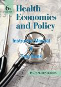 Instructor Manual and Test Bank MCQs Health Economics and Policy 6th Edition By James