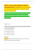 NICET Construction Materials Testing &ndash; &NewLine;Concrete Level I certification Exam Questions &NewLine;And Answers Plus Rationales &vert; Qs & Ans 2026  &NewLine;Instant Pdf Download