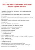 CDA Exam Practice Questions 2026&sol;2027 &ndash; Correct Answers Comprehensive Study Guide