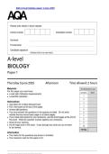 AQA A level biology paper 1 June 2025&period;