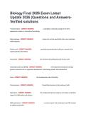 Biology Final 2026 Exam Latest Update 2026 &lpar;Questions and Answers-Verified solutions