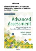 Test Bank for Advanced Assessment Interpreting Findings and Formulating Differential Diagnoses&comma; 4th Edition Goolsby&period; All 22 Chapter are included&period; 