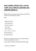 BASIC NURSING UPDATED TEST 2 ACTUAL&NewLine;SCRIPT 2026 COMPLETE QUESTIONS AND&NewLine;ANSWERS GRADED A&plus;