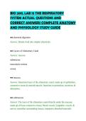 BIO 201L LAB 13 THE RESPIRATORY&NewLine;SYSTEM ACTUAL QUESTIONS AND&NewLine;CORRECT ANSWERS COMPLETE ANATOMY&NewLine;AND PHYSIOLOGY STUDY GUIDE&NewLine;