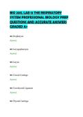 BIO 201L LAB 13 THE RESPIRATORY&NewLine;SYSTEM PROFESSIONAL BIOLOGY PREP&NewLine;QUESTIONS AND ACCURATE ANSWERS&NewLine;GRADED A&plus;