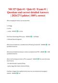 NR 327 Quiz &num;1 &sol; Quiz &num;2 &sol; Exam &num;1 &vert; Questions and correct detailed Answers &vert; 2026&sol;27 Updates &vert; 100&percnt; correct
