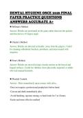 DENTAL HYGIENE OSCE 2026 FINAL&NewLine;PAPER PRACTICE QUESTIONS&NewLine;ANSWERS ACCURATE A&plus;&NewLine;
