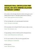 DRIVESAFE FINAL CERTIFICATION PREP&NewLine;ACTUAL TEST WITH VERIFIED SOLUTIONS&NewLine;100 PERCENT CORRECT
